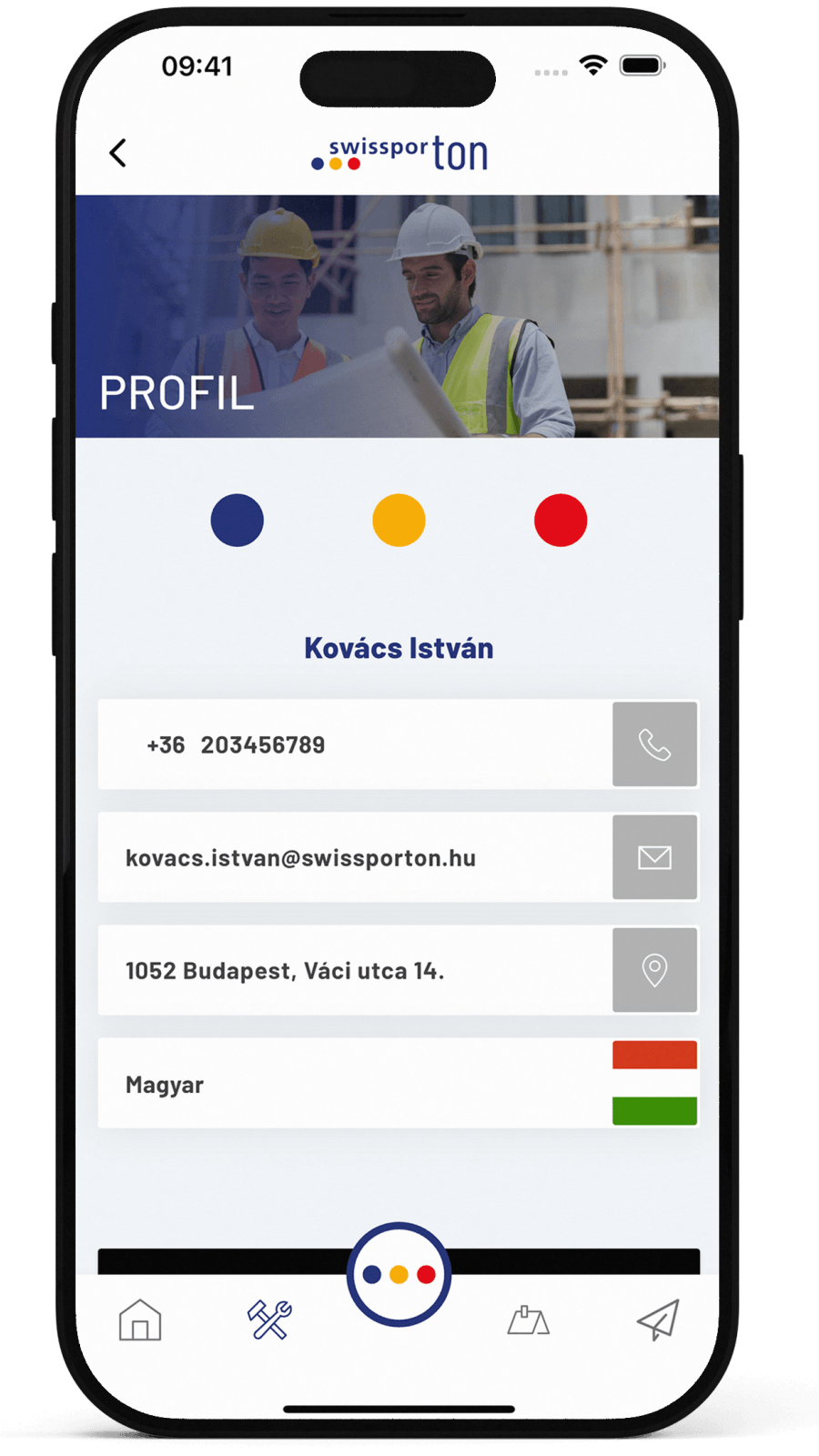 swissporTON hűségprogram app admin felület és pontszámítás képernyő